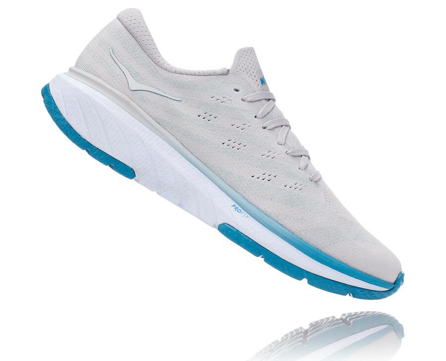 Hoka Australia One One Cavu 3 - Mens Running Shoes White/Blue - ESOHI-5360